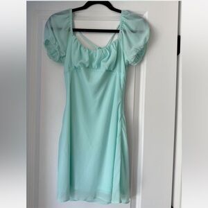 American Threads Mint Green Puff Sleeve Mini